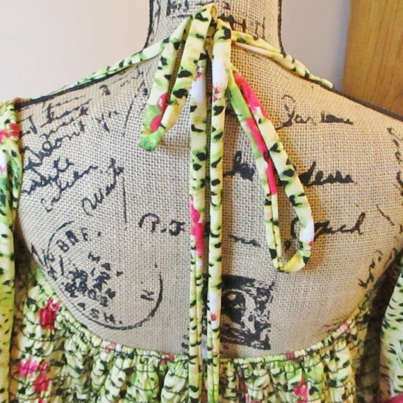 NWT! N Y Collection Womens Cold Shoulder Elastic Smocked Top, Yellow Floral, 2XL - Picture 6 of 14